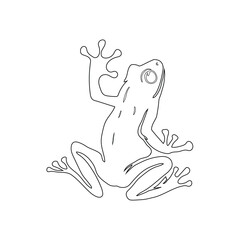 Frog Line Art Illustration Vector With White Background.