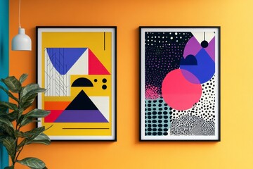 Colorful Abstract Art Prints in Modern Interior Design Environment