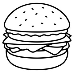 Minimalist Burger Line Art Vector Design