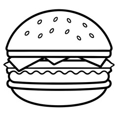 Minimalist Burger Line Art Vector Design