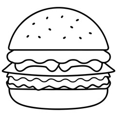 Minimalist Burger Line Art Vector Design