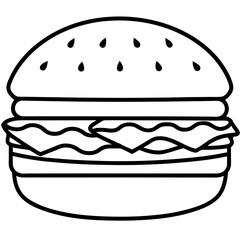 Minimalist Burger Line Art Vector Design