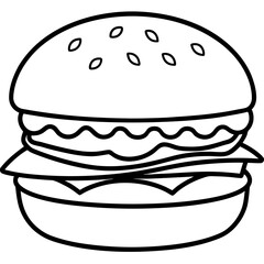 Minimalist Burger Line Art Vector Design