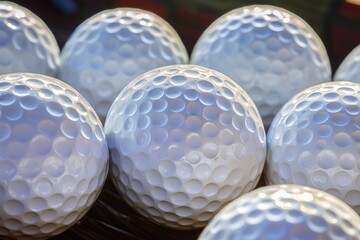 A collection of golf balls resting on a table surface