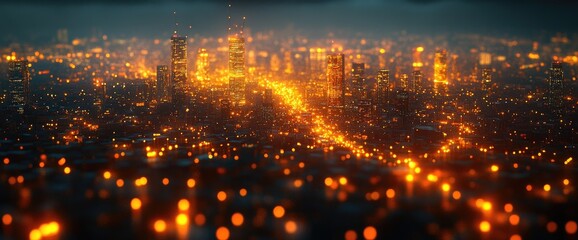 Fototapeta premium City Lights Glow at Night