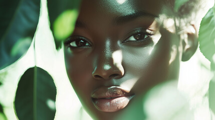Natural Light Portrait of a Female Model in Pastel Green Tones &ndash; Ideal for Organic Skincare Brands