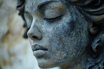 A statue of a woman with her eyes closed, perfect for artistic or inspirational uses
