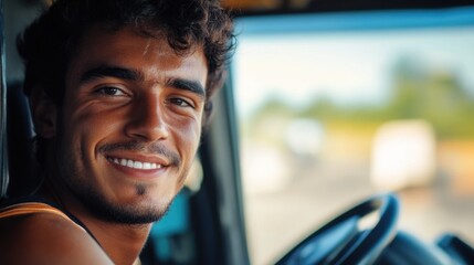 Obraz premium A person sitting in the driver's seat of a city bus, ready to start the journey