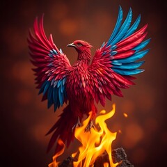 Obraz premium Majestic phoenix rises from flames.