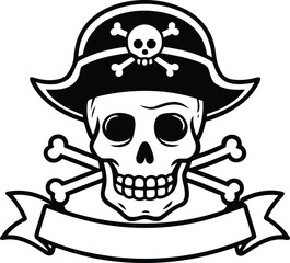 Creative pirate emblem vector illustration, pirate emblem silhouette, pirate emblem line art, pirate emblem vector icon design