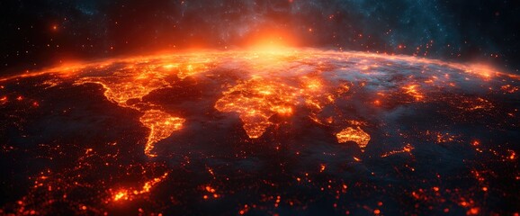 Fiery Planet: Global Inferno Sunrise
