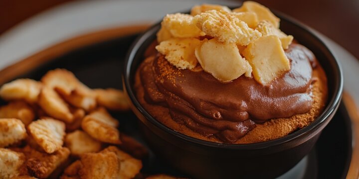 Fresh bananas on top of rich chocolate dessert, perfect for snack or treat