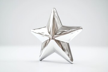 Obraz premium A close-up of a silver star sculpture placed on a white background, perfect for decorative or design purposes