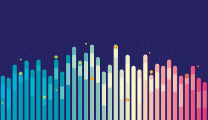 Business graph chart grading color, Business graph chart report on dark blue background