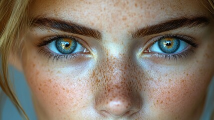Close-up portrait of a woman with freckles, suitable for personal or editorial use
