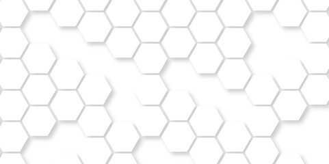 Abstract seamless honeycomb hexagon background. Geometric texture white gray pattern design.

