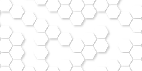 Abstract seamless honeycomb hexagon background. Geometric texture white gray pattern design.

