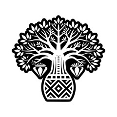 A solid style icon depicting baobab tree