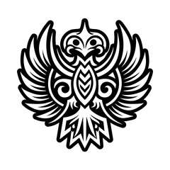 Carved phoenix glyph style icon