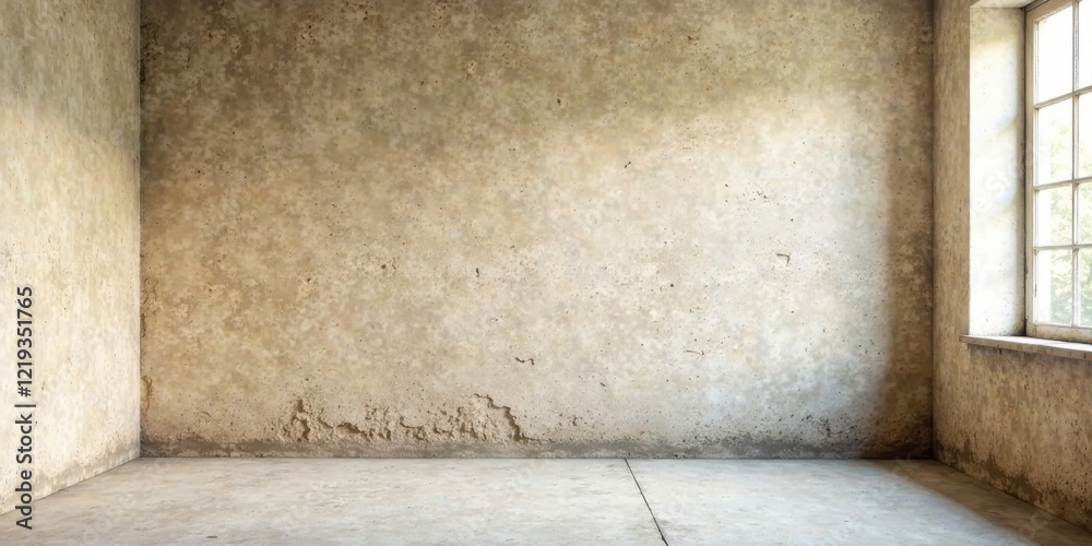 Aufkleber Empty Room with Weathered Walls and Single Window, Offering a Simple Yet Evocative Setting for Various Design Projects