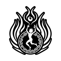 Dancing flame symbol icon in glyph style