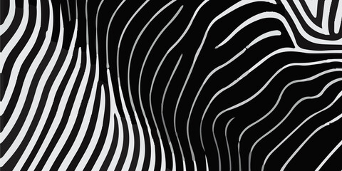 Minimalist Black Background with an Intricate Pattern of Flowing White Wavy Lines: A Modern Abstract Design. Elegant Abstract Design Featuring a Black Backdrop with Contrasting White Wavy Lines