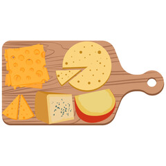 cheese board top view, Set or assortment cheeses, Cheese platter with different cheese.