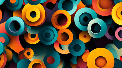 Dynamic abstract circles art digital gallery graphic design colorful environment eye-level viewpoint creative concept