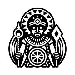 A solid style icon of african warrior portrait