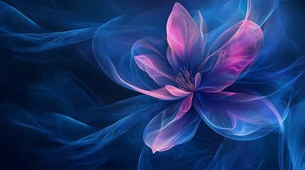 Fototapeta premium Abstract Blue and Pink Flower in Swirling Fabric