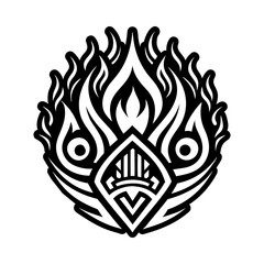 Fototapeta premium Tribal flame symbol icon in glyph style
