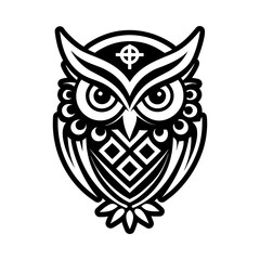 Obraz premium Wisdom owl artwork, glyph icon