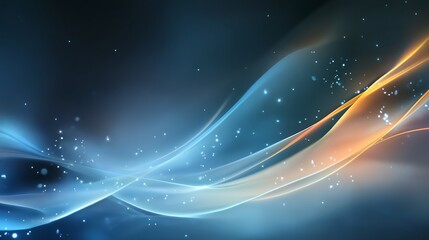 Obraz premium Abstract Blue and Orange Wave Design With Glowing Particles