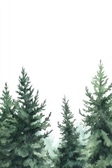 Obraz premium Watercolor painting of trees in a natural setting
