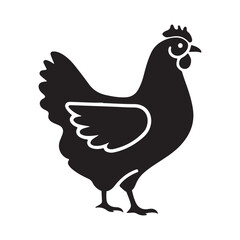 Chicken icon silhouette vector illustration on white background
