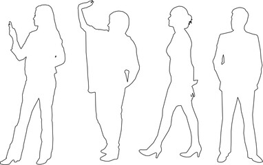 sketch drawings of people's activities with various activities to complete the design