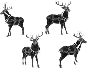 sketch illustration of reindeer to help Santa pull the sleigh on Christmas Eve 