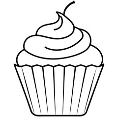 Minimalist Cupcake Line Art Vector Design