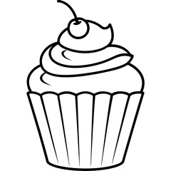 Minimalist Cupcake Line Art Vector Design