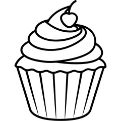 Minimalist Cupcake Line Art Vector Design