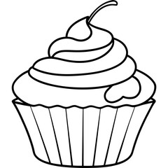Minimalist Cupcake Line Art Vector Design