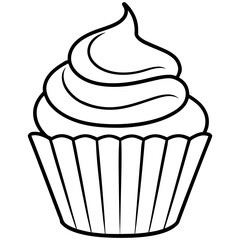 Minimalist Cupcake Line Art Vector Design