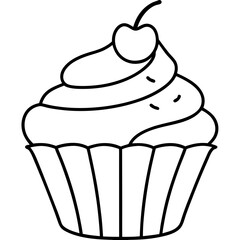 Minimalist Cupcake Line Art Vector Design