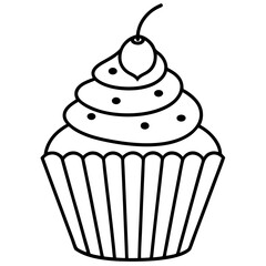 Minimalist Cupcake Line Art Vector Design