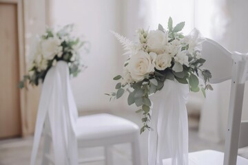 Elegant Wedding Chair Decorations with White Flowers