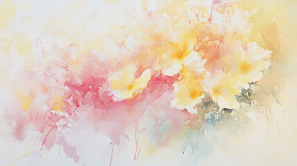Soft floral watercolor painting art studio artwork bright and airy frontal view creative expression