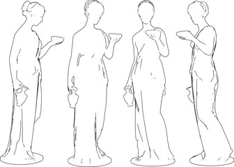 Vector illustration design of beautiful woman statue ornament decoration classic vintage ethnic roman greek 