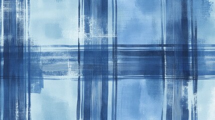 Vertical lines on blue and white checkered fabric