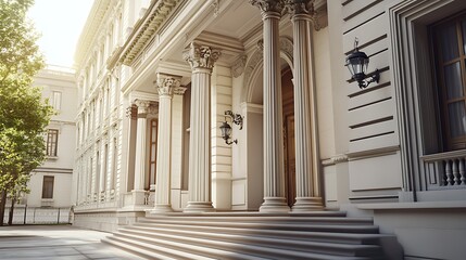 Fototapeta premium Classical architectural refinements with ornate structural elements and elegant decorative columns