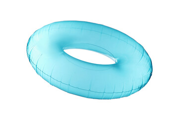 Blue inflatable ring isolated on white. Beach accessory